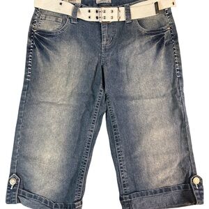 So Wear It Declare It Denim Womens Shorts W/Belt Size 11